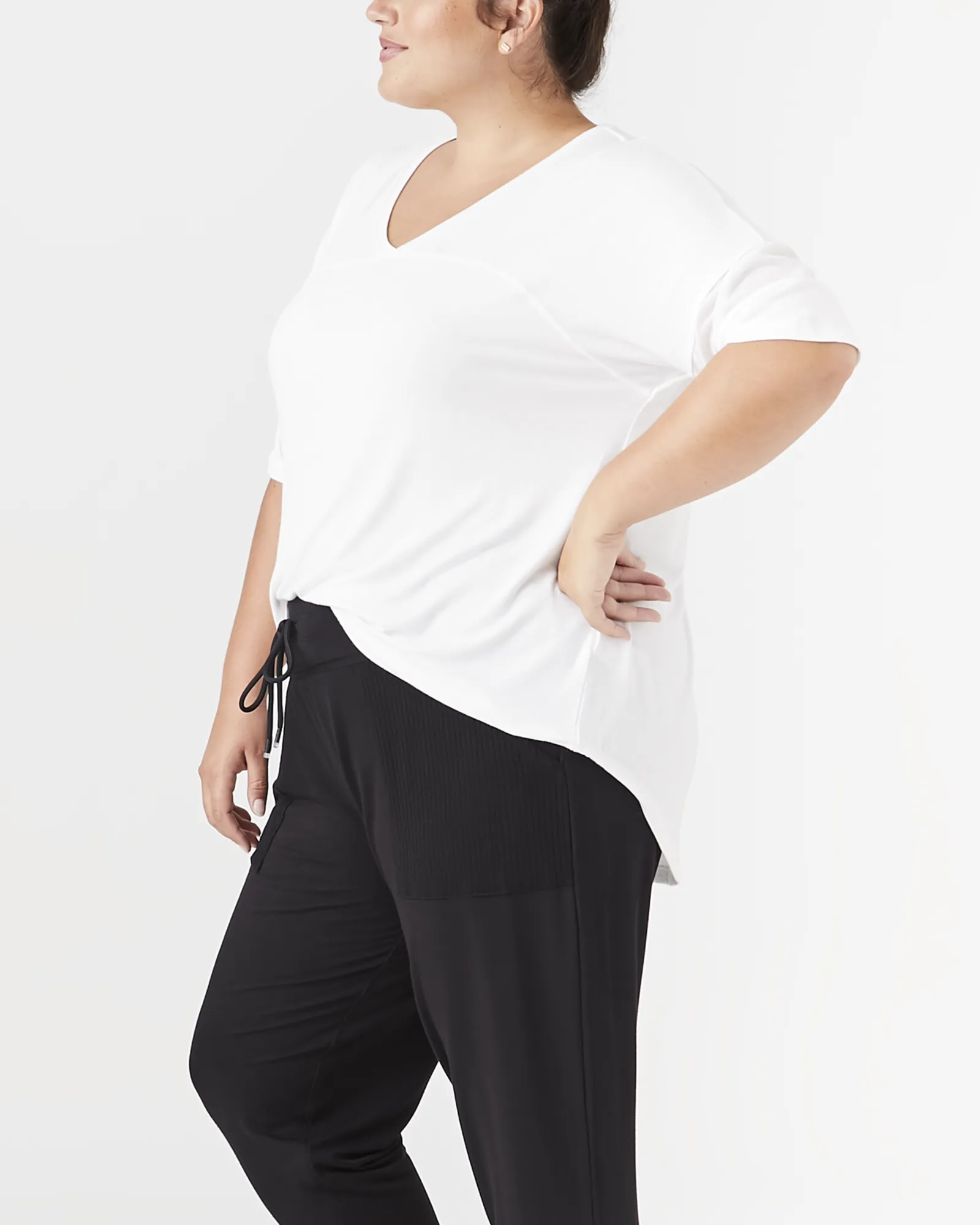 Blossom V-Neck Tee | White