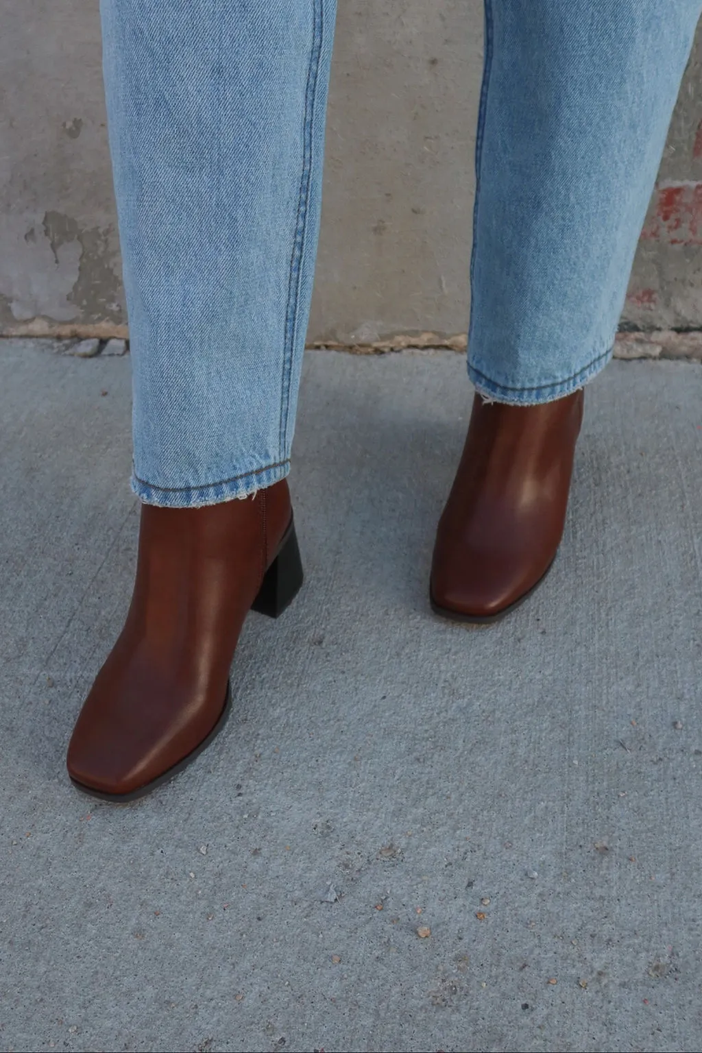 Chic Affair Brown Square Toe Bootie