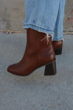 Chic Affair Brown Square Toe Bootie