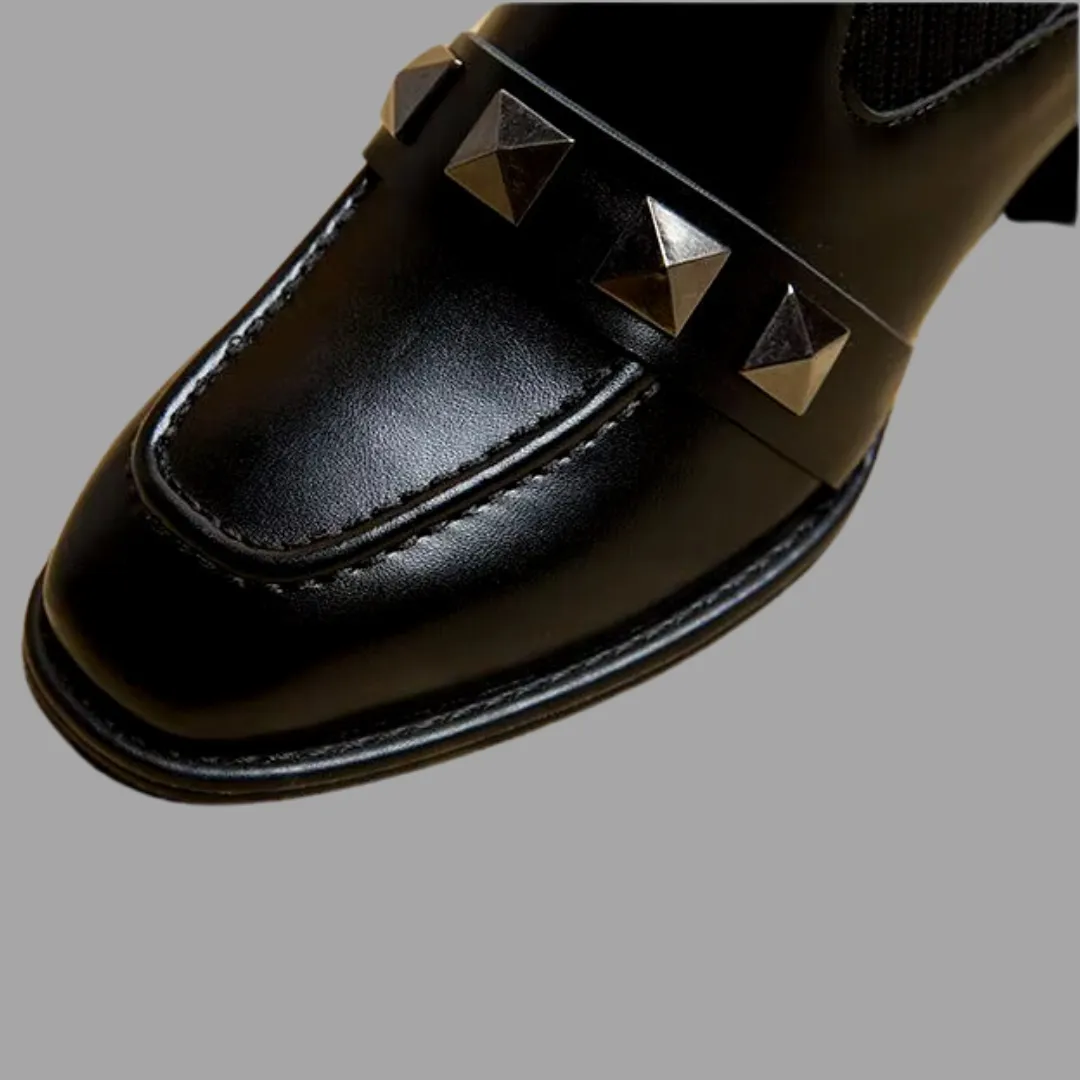 Chic Vegan Leather Sock Boots - Black