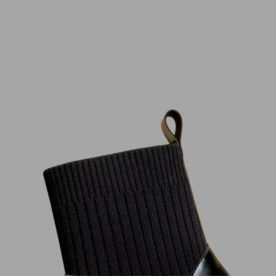 Chic Vegan Leather Sock Boots - Black