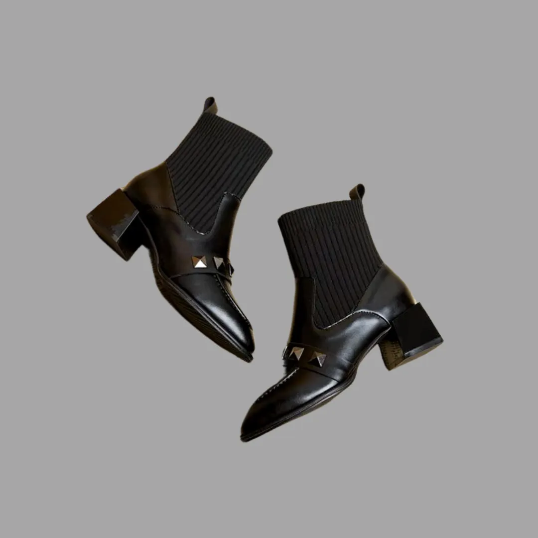 Chic Vegan Leather Sock Boots - Black