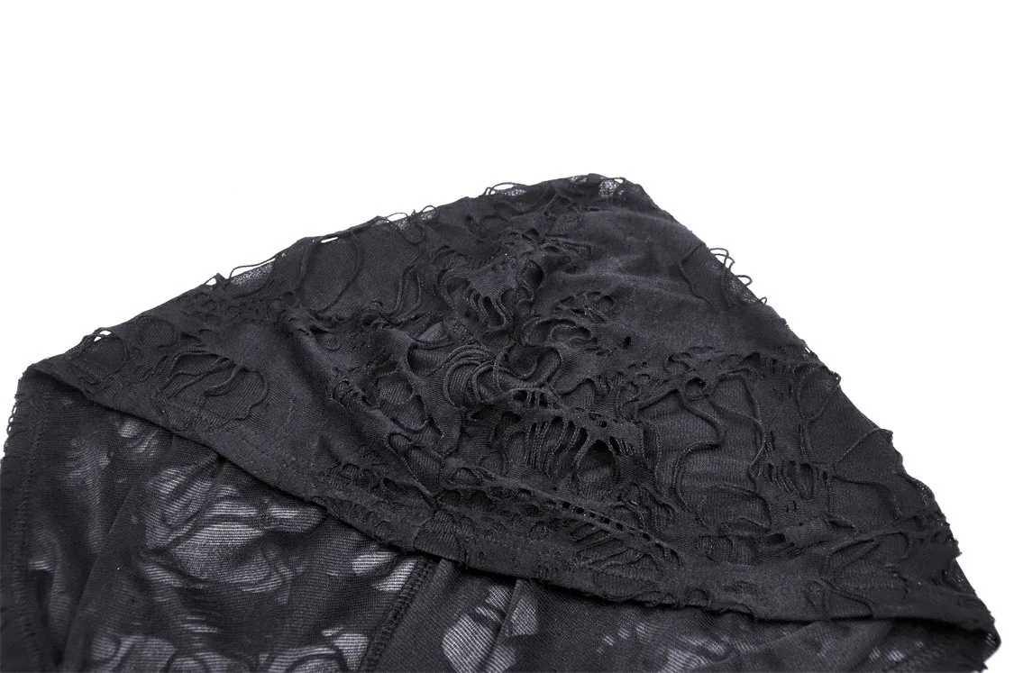 Edgy Women's Ripped Mesh Hood Crop Top - Dark Alt Fashion