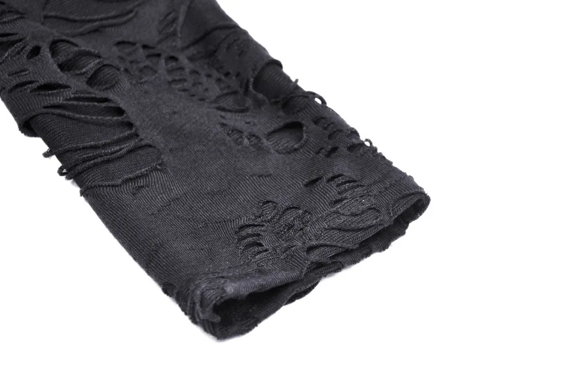 Edgy Women's Ripped Mesh Hood Crop Top - Dark Alt Fashion