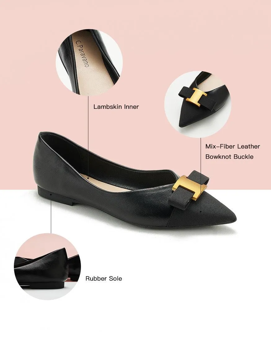 Embellished Leather Flats Black
