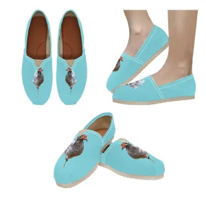 Espadrilles Canvas Chickens Turquoise Women's Canvas Slip-On Shoes(Model1206)