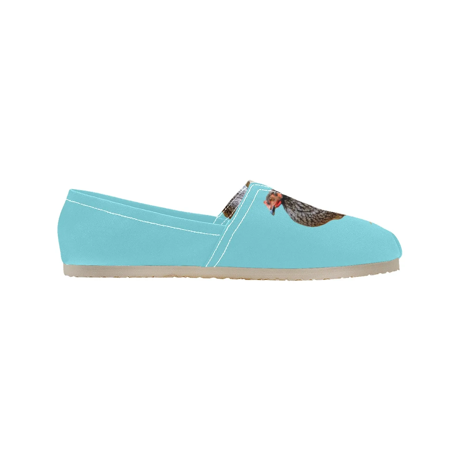 Espadrilles Canvas Chickens Turquoise Women's Canvas Slip-On Shoes(Model1206)