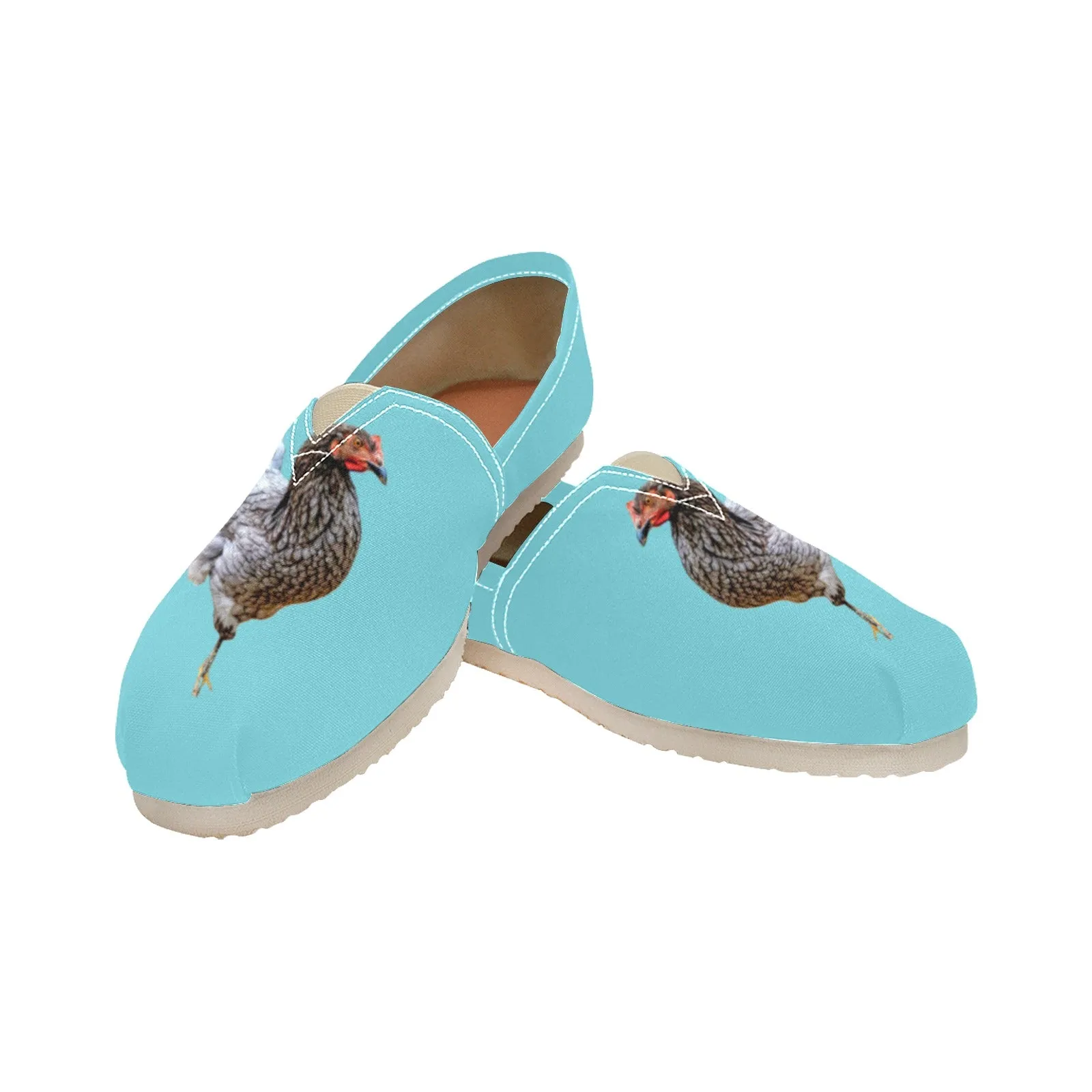 Espadrilles Canvas Chickens Turquoise Women's Canvas Slip-On Shoes(Model1206)