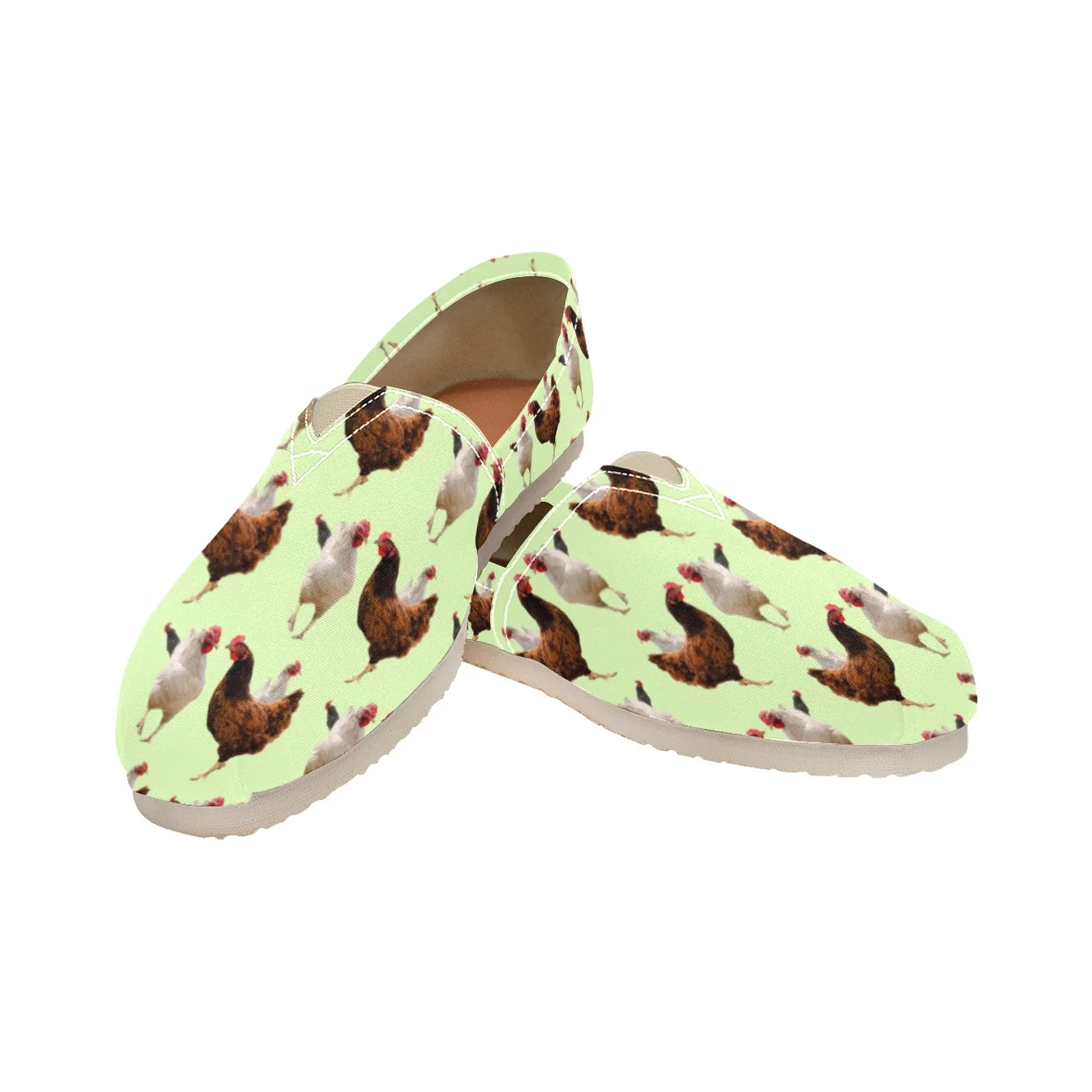 Espadrilles Canvas Flock of Chickens Celadon Women's Canvas Slip-On Shoes(Model1206)