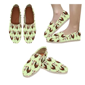 Espadrilles Canvas Flock of Chickens Celadon Women's Canvas Slip-On Shoes(Model1206)