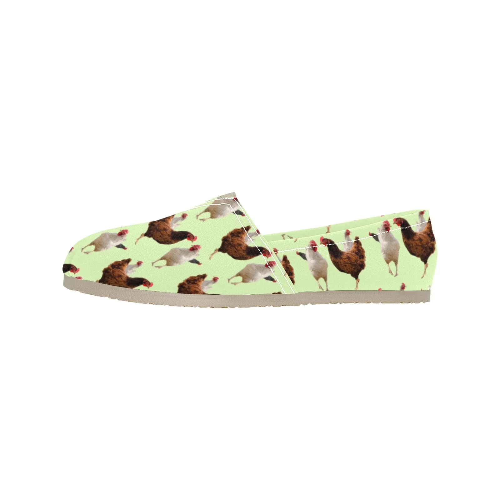 Espadrilles Canvas Flock of Chickens Celadon Women's Canvas Slip-On Shoes(Model1206)