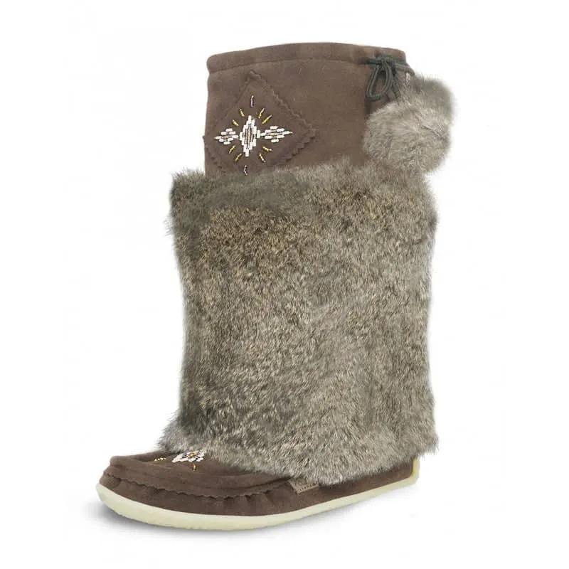 EUGENE CLOUTIER MUKLUK 13", ORLON, BEADED, ITALIA MARRON SOLE