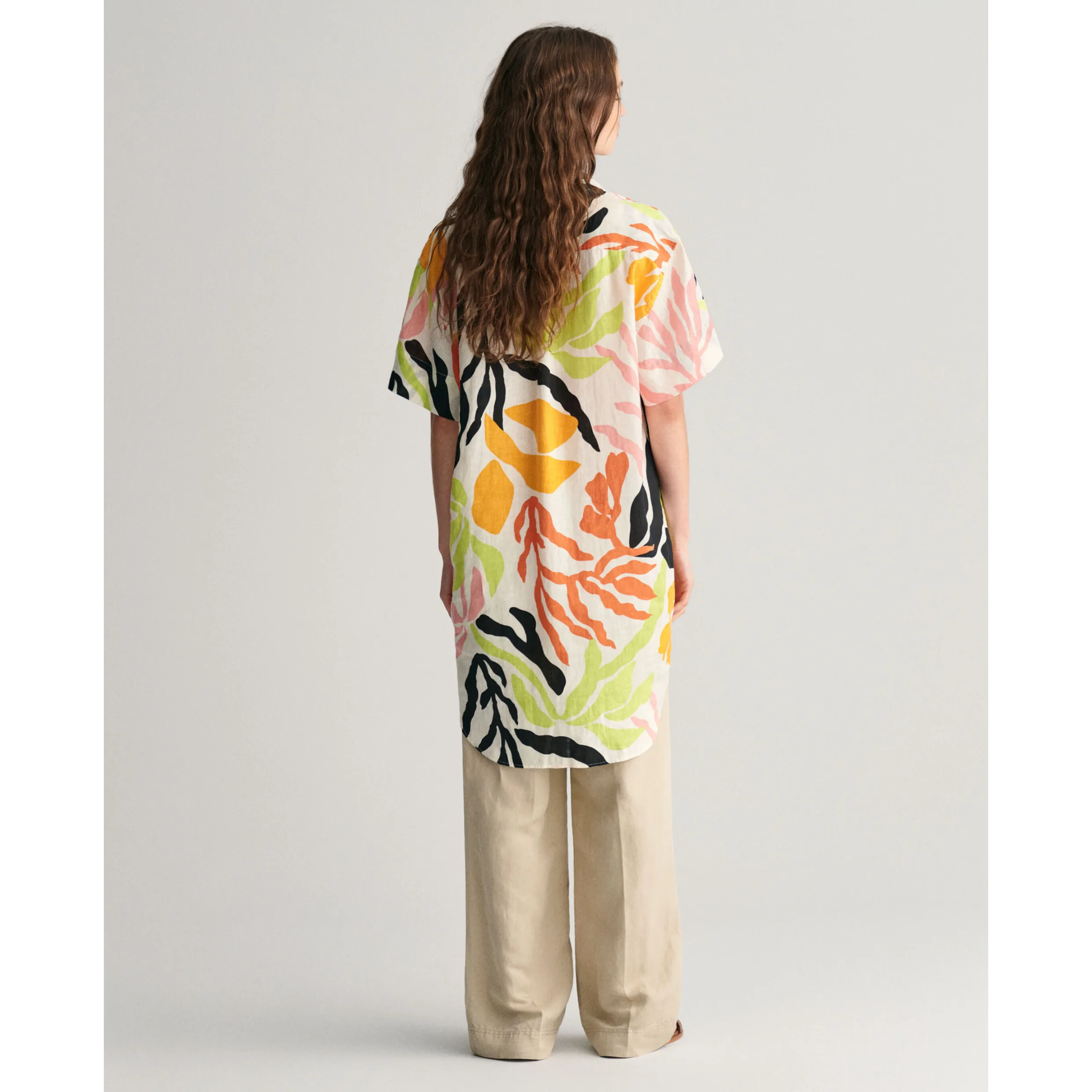 GANT Relaxed Palm Print Linen Caftan Medal Yellow 4503329