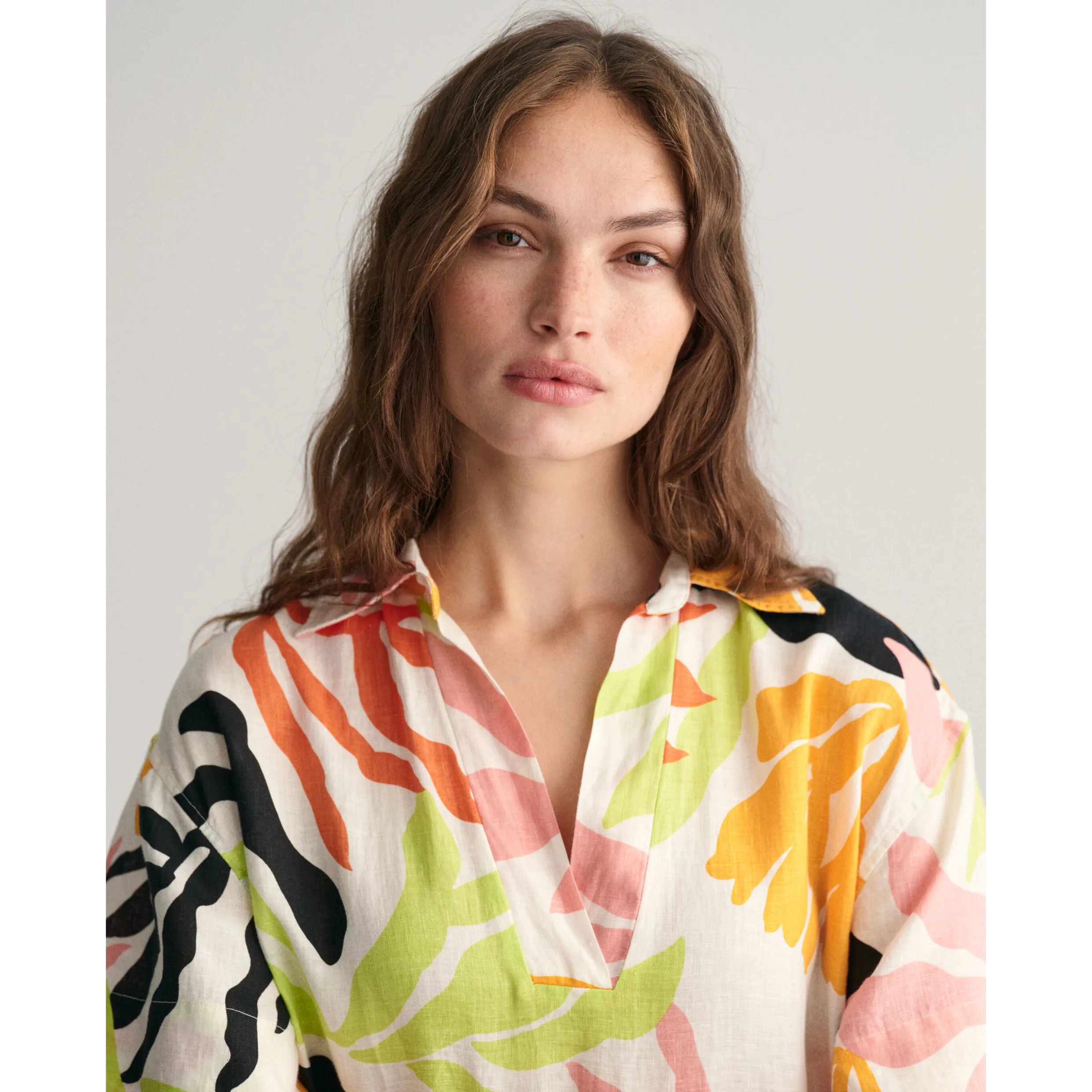 GANT Relaxed Palm Print Linen Caftan Medal Yellow 4503329