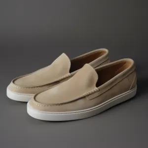 Height Increasing Biege Suede Anthea Slip On Sneakers
