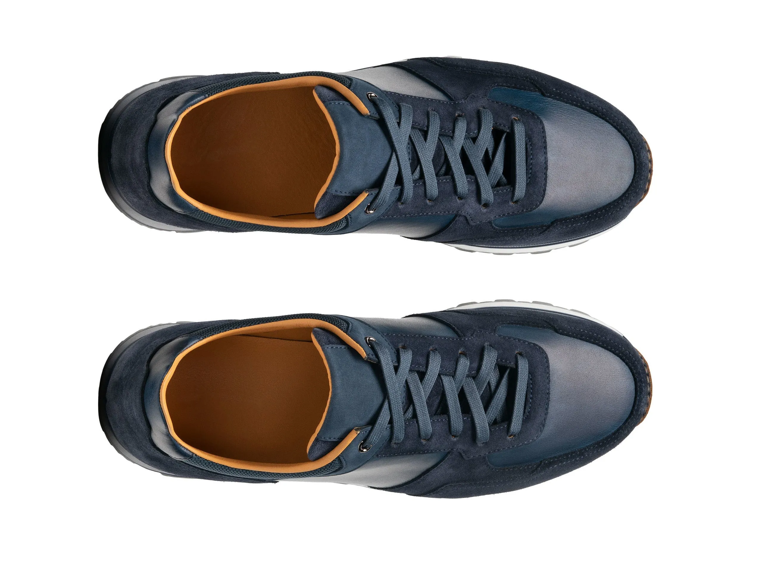 Height Increasing Navy Blue Suede and Leather Nausori Lace Up Running Sneaker Shoes