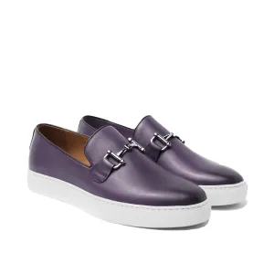 Height Increasing Purple Leather Alvin Horse Bit Slip On Sneakers