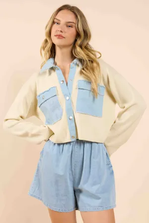 Jade Knit Denim Sweater Jacket | Sadie and Sage