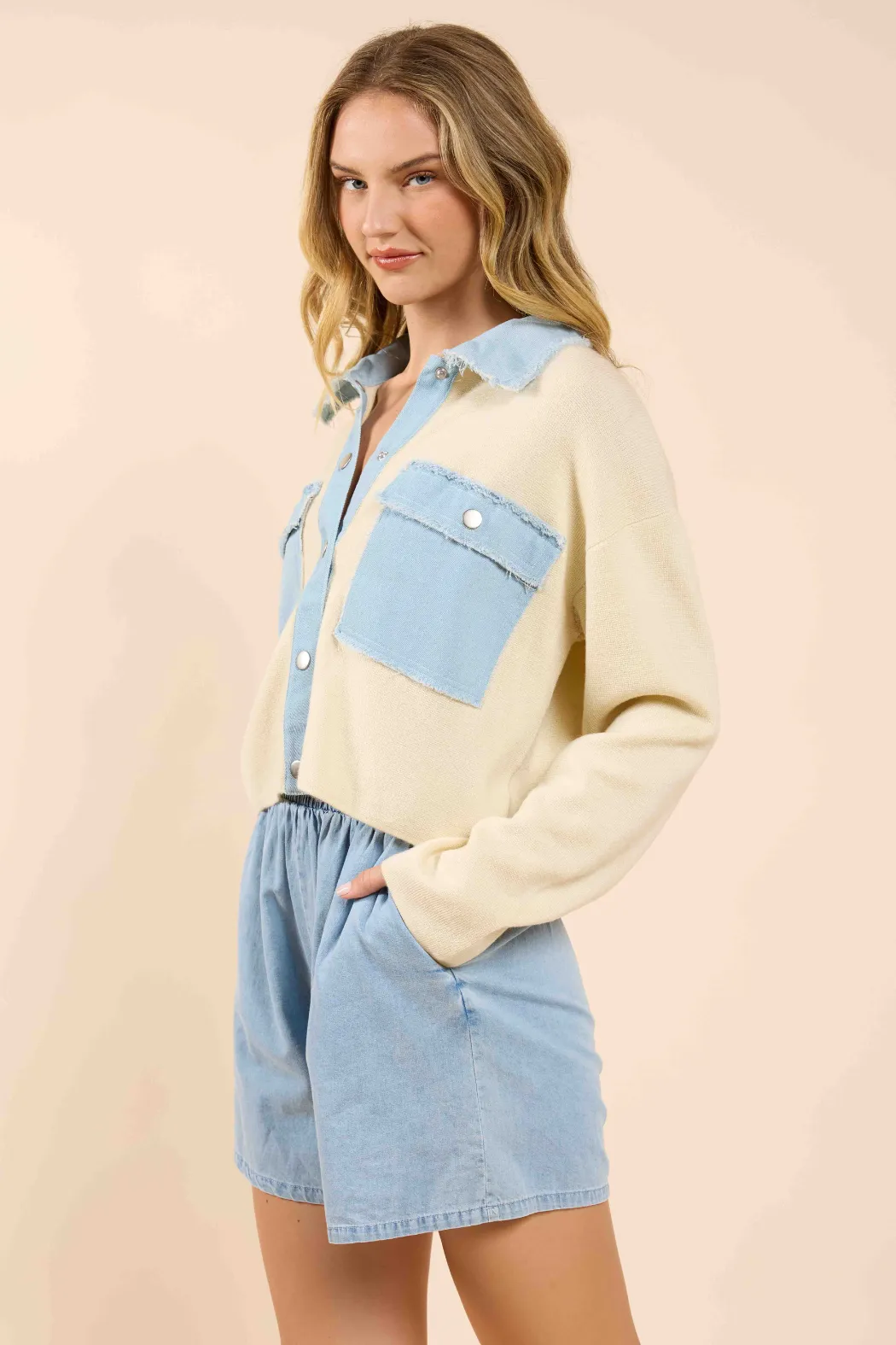 Jade Knit Denim Sweater Jacket | Sadie and Sage