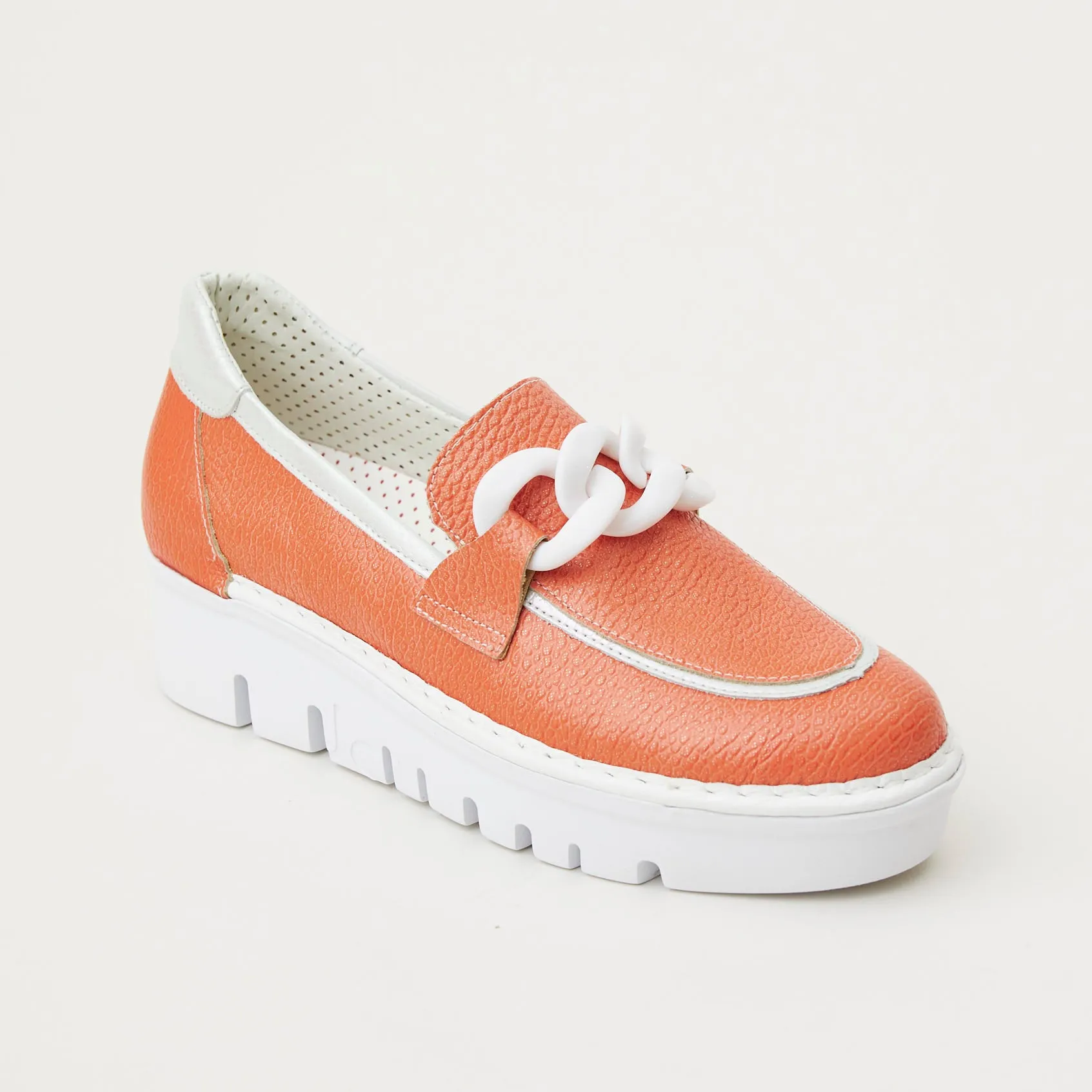 Jose Saenz Orange Leather Loafers