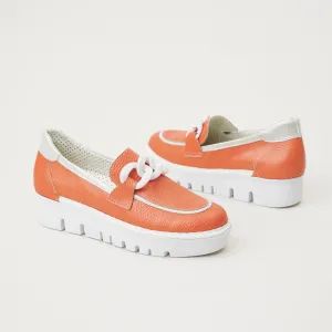 Jose Saenz Orange Leather Loafers