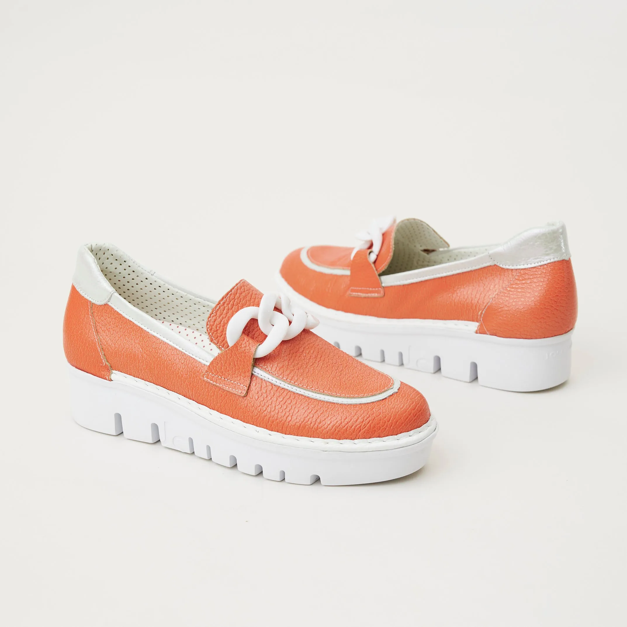 Jose Saenz Orange Leather Loafers