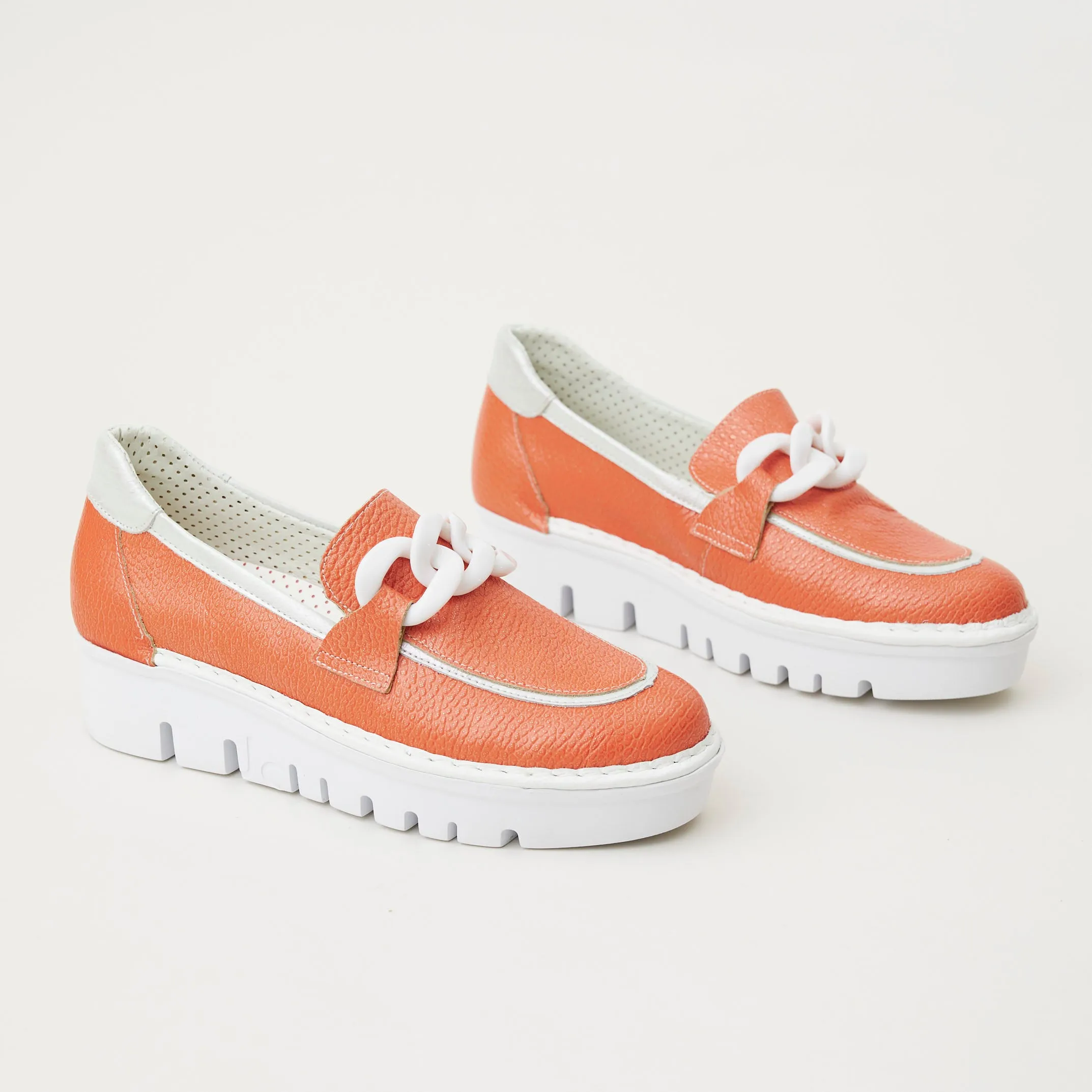 Jose Saenz Orange Leather Loafers