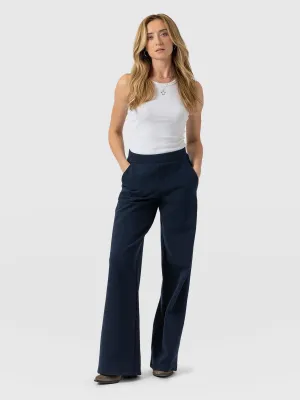 Keller Wide Leg Pant - Navy Twill