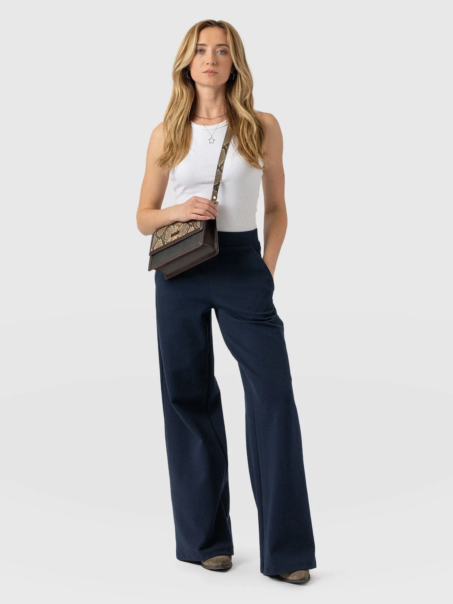 Keller Wide Leg Pant - Navy Twill