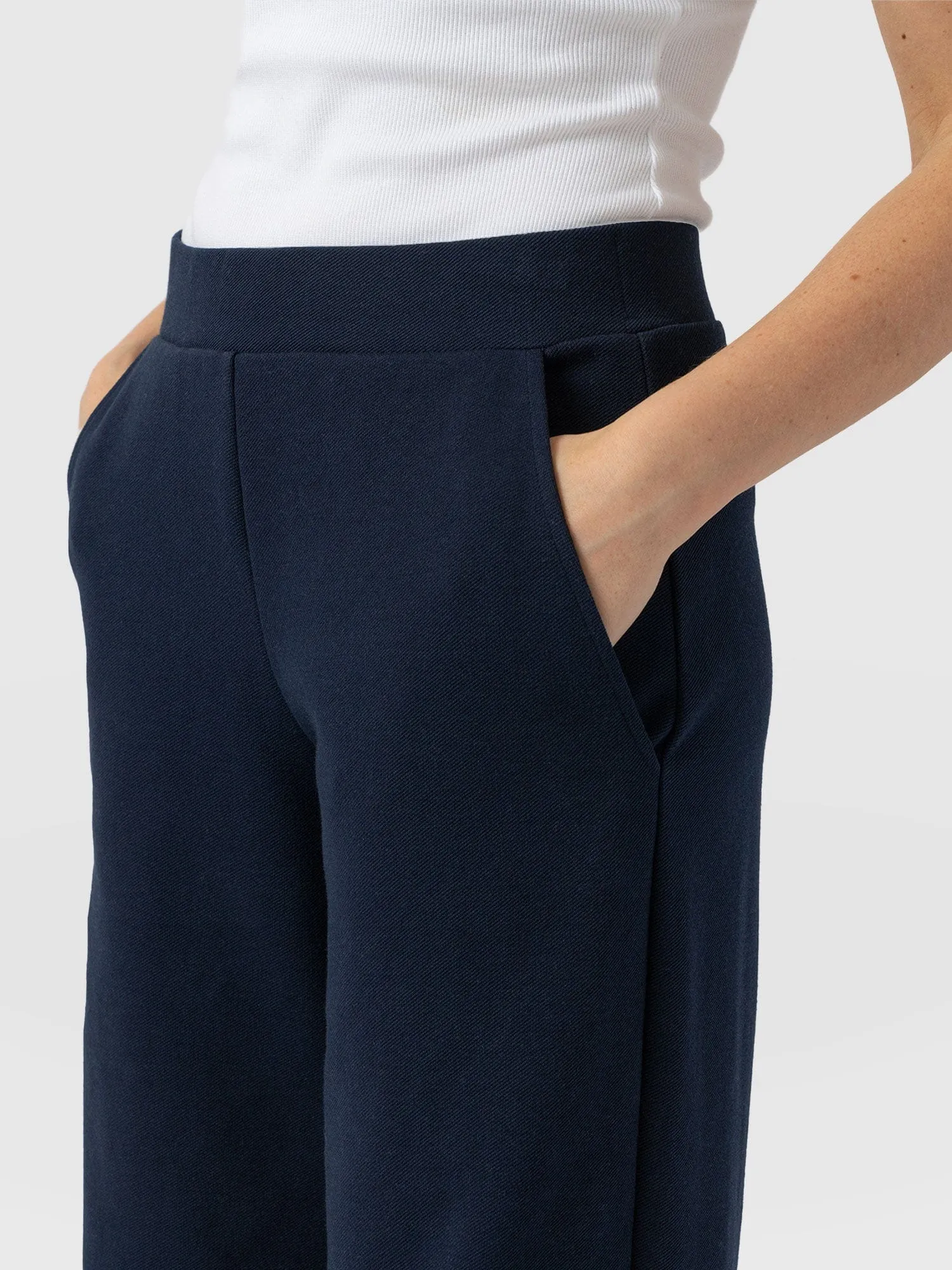 Keller Wide Leg Pant - Navy Twill