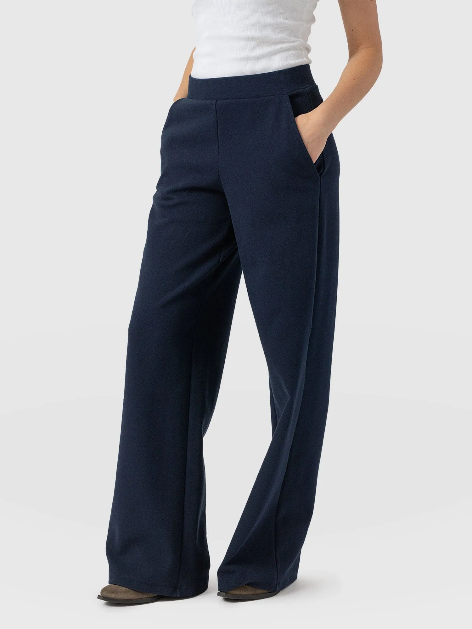 Keller Wide Leg Pant - Navy Twill