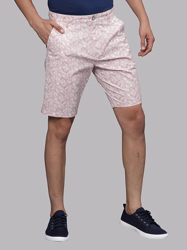 Leaf Print Tan Rose Chino Shorts