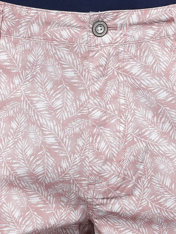 Leaf Print Tan Rose Chino Shorts