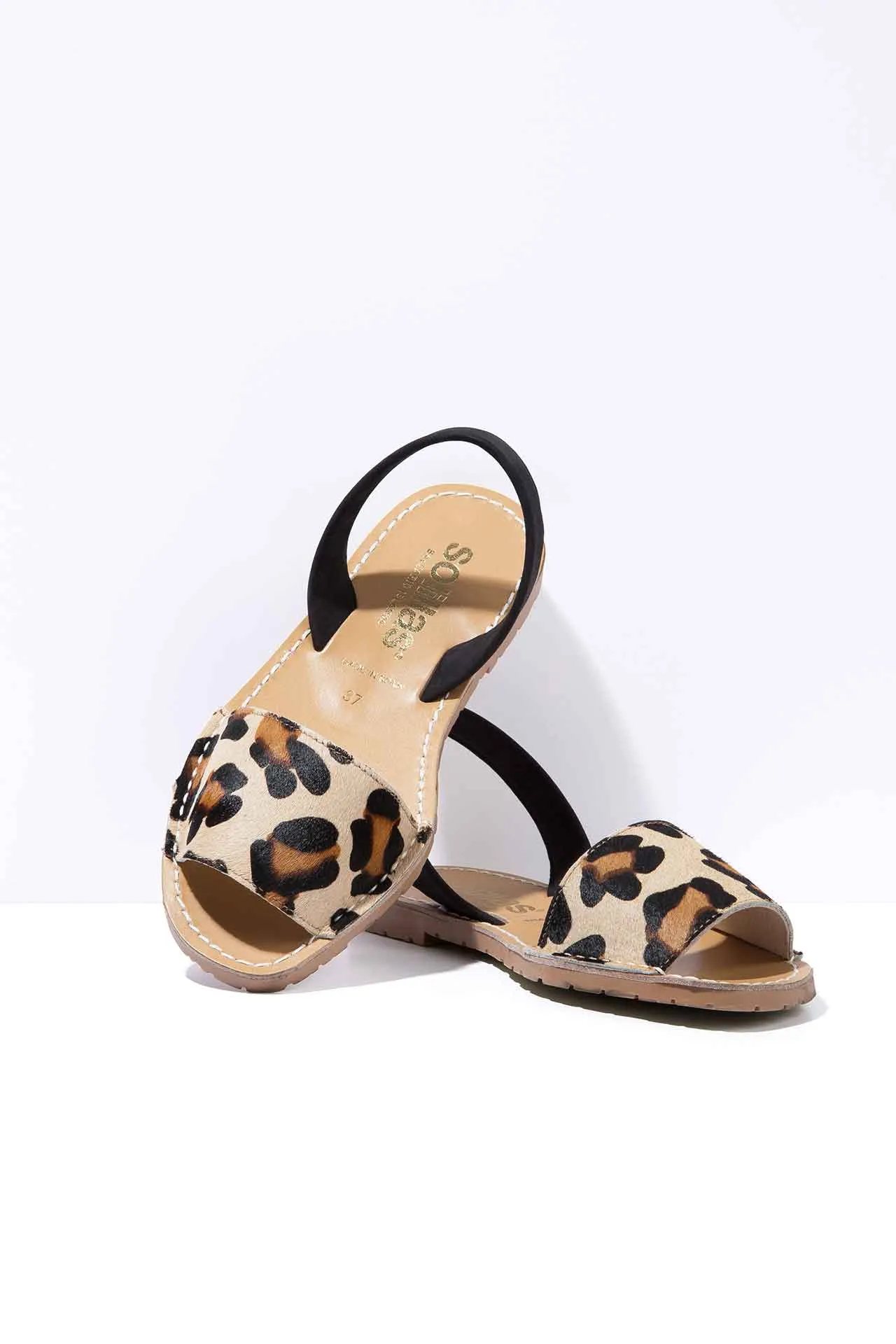 LEOPARDO FRESCA - Leopard Hair-On Leather Ballerina Menorcan sandals