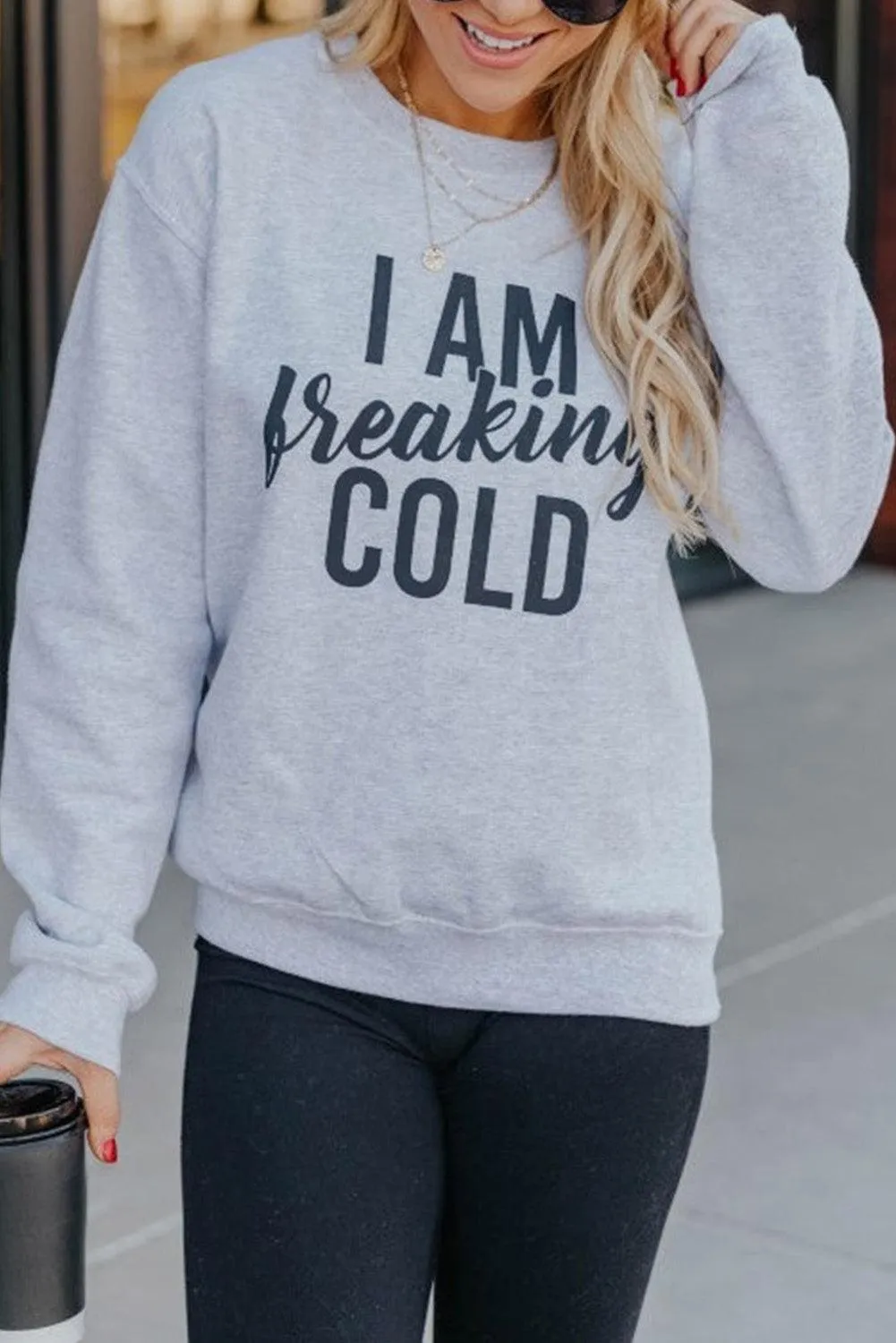 Merry Christmas Graphic Print Long Sleeve Sweatshirt