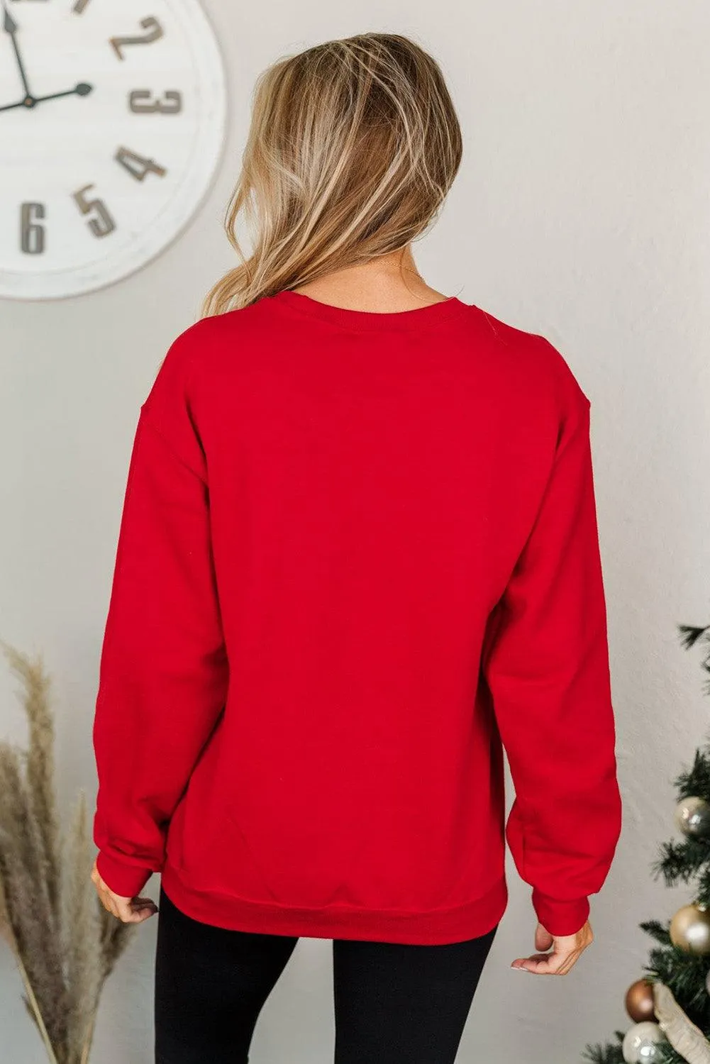 Merry Christmas Graphic Print Long Sleeve Sweatshirt