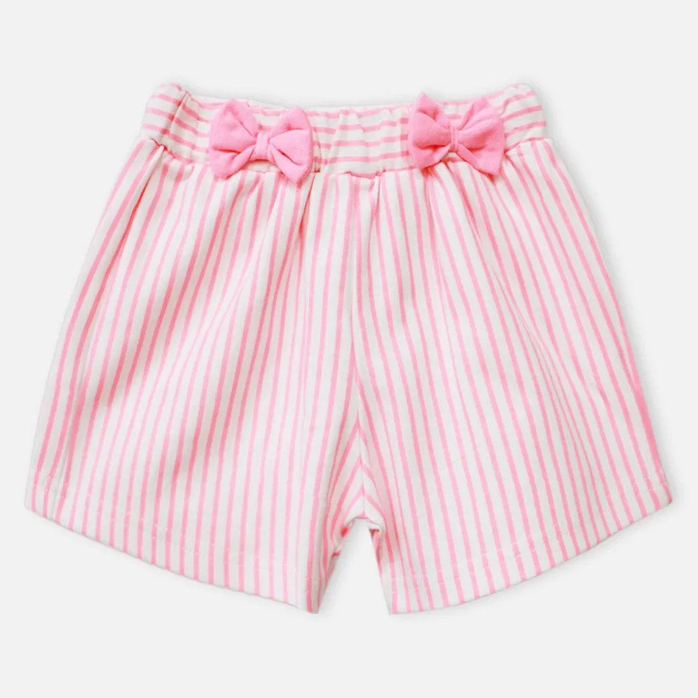 Neon Pink Top With Striped Shorts