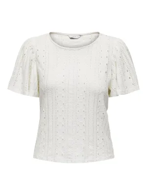 Onlriverside S/s Flaired Top Jrs - Off-white
