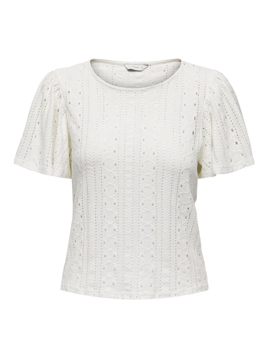 Onlriverside S/s Flaired Top Jrs - Off-white