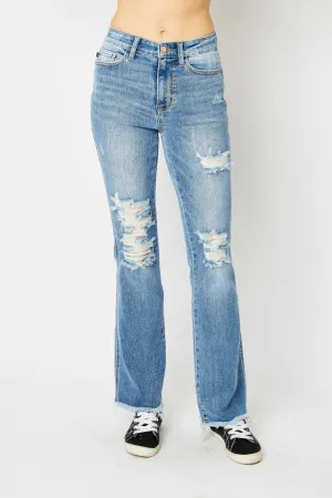 Ryker Hi-Rise Distressed Raw Hem Bootcut Judy Blue Jeans - ONLINE EXCLUSIVE!