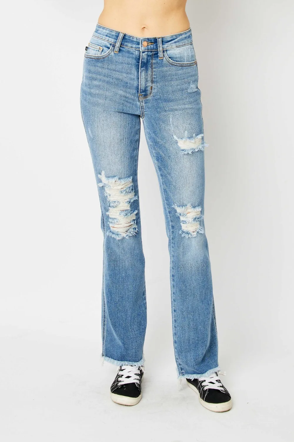 Ryker Hi-Rise Distressed Raw Hem Bootcut Judy Blue Jeans - ONLINE EXCLUSIVE!