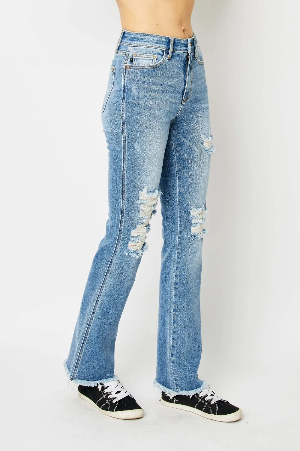 Ryker Hi-Rise Distressed Raw Hem Bootcut Judy Blue Jeans - ONLINE EXCLUSIVE!