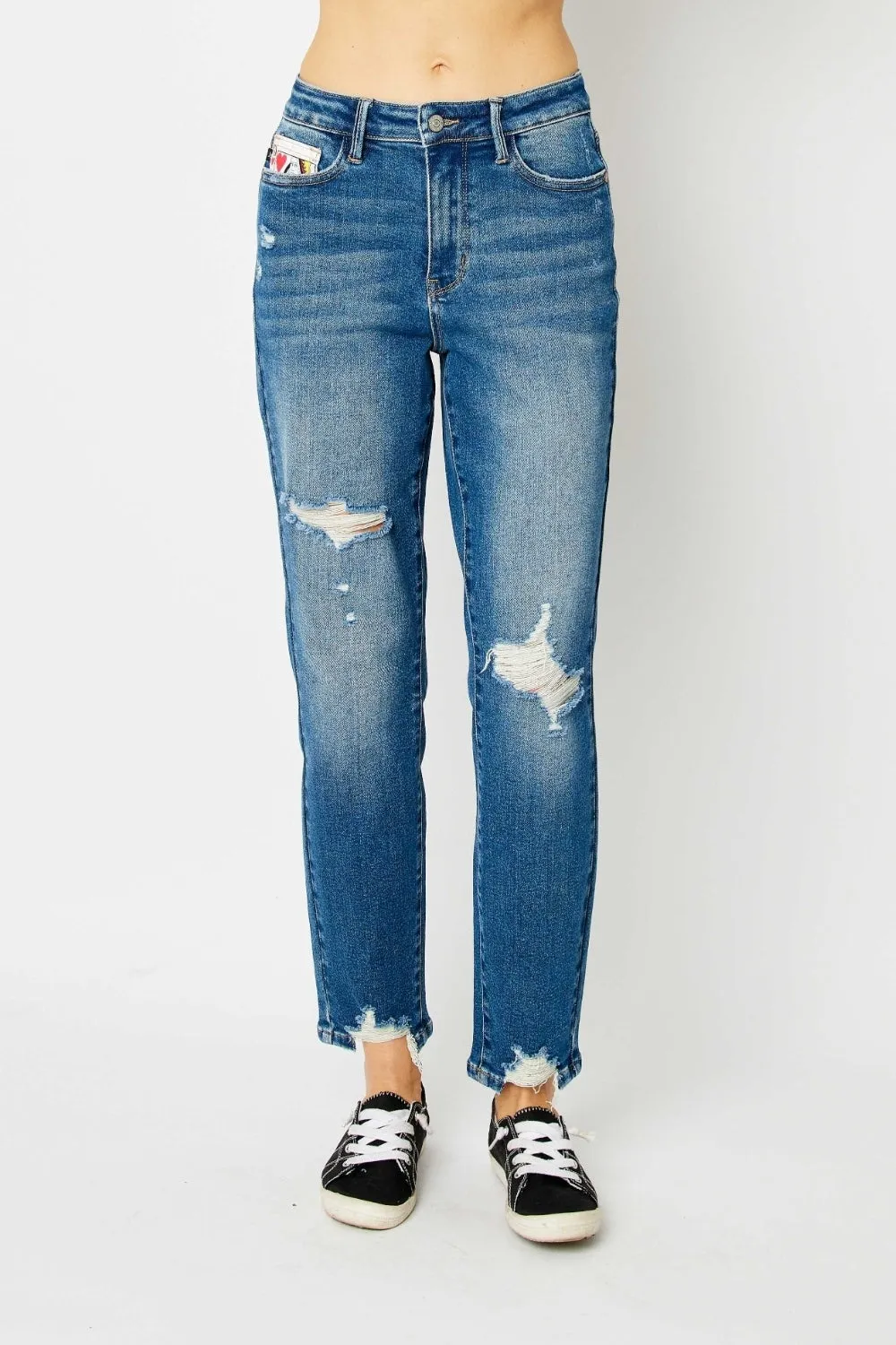 Sandy Hi-Rise Distressed Slim Judy Blue Jeans - ONLINE EXCLUSIVE!