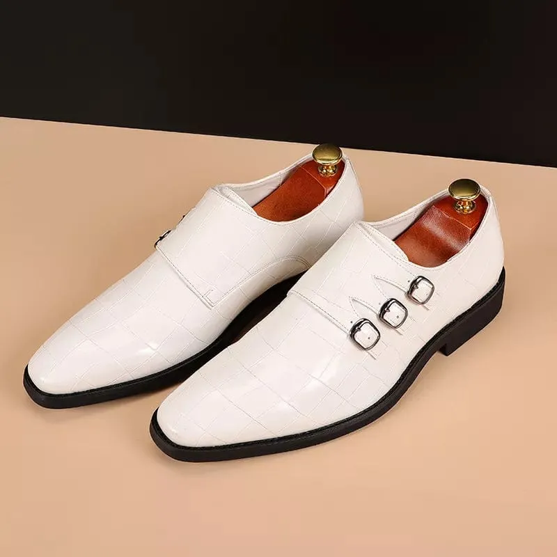Sophisticated Style: Men's Buckle Square Toe Office Flats - Casual Business Leather Shoes
