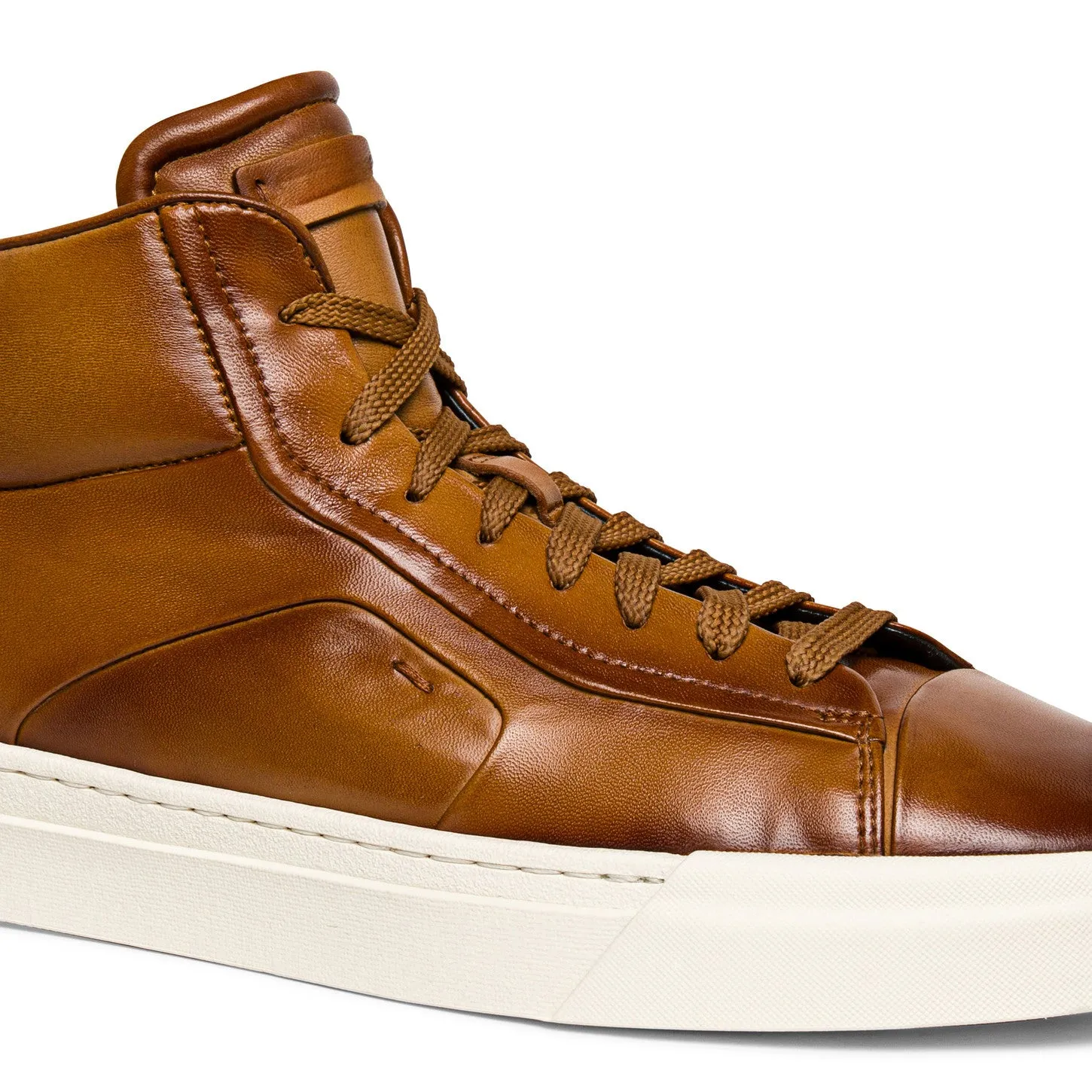Tan Leather Estelle Lace Up High Top Sneakers - AW24