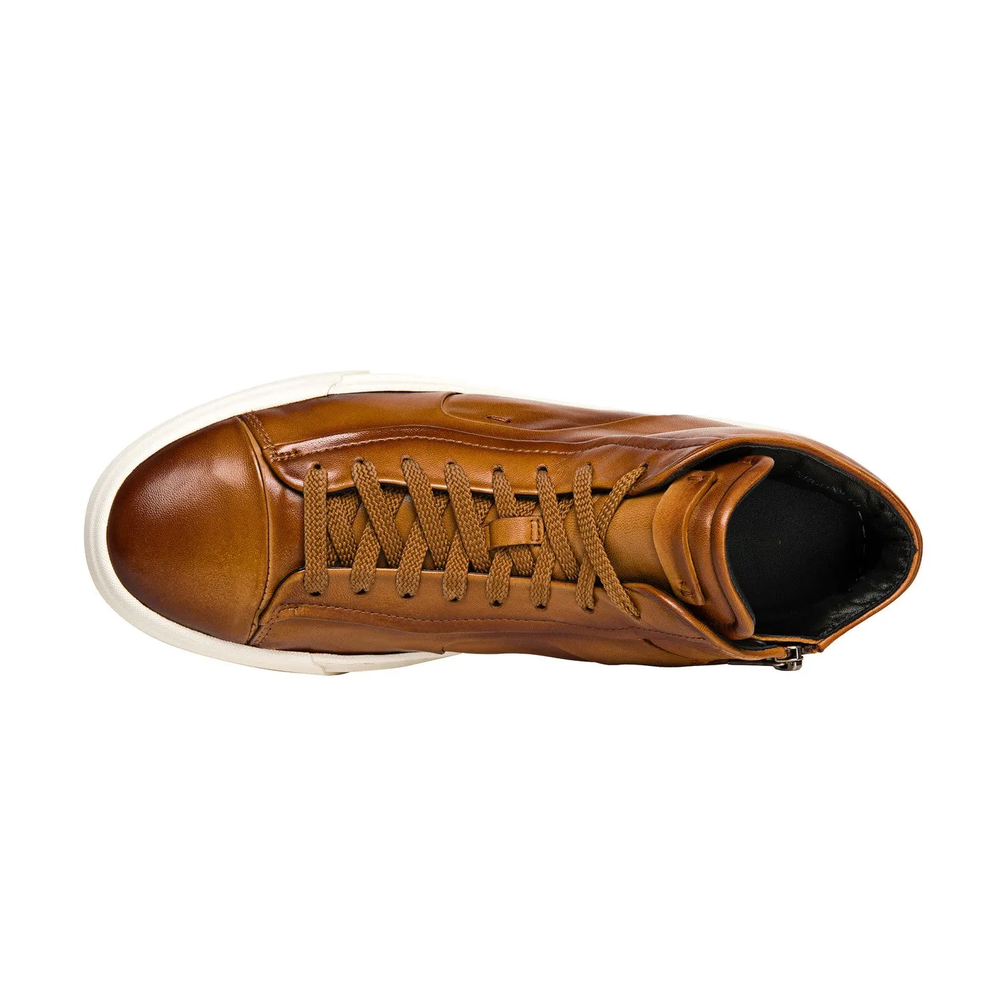 Tan Leather Estelle Lace Up High Top Sneakers - AW24