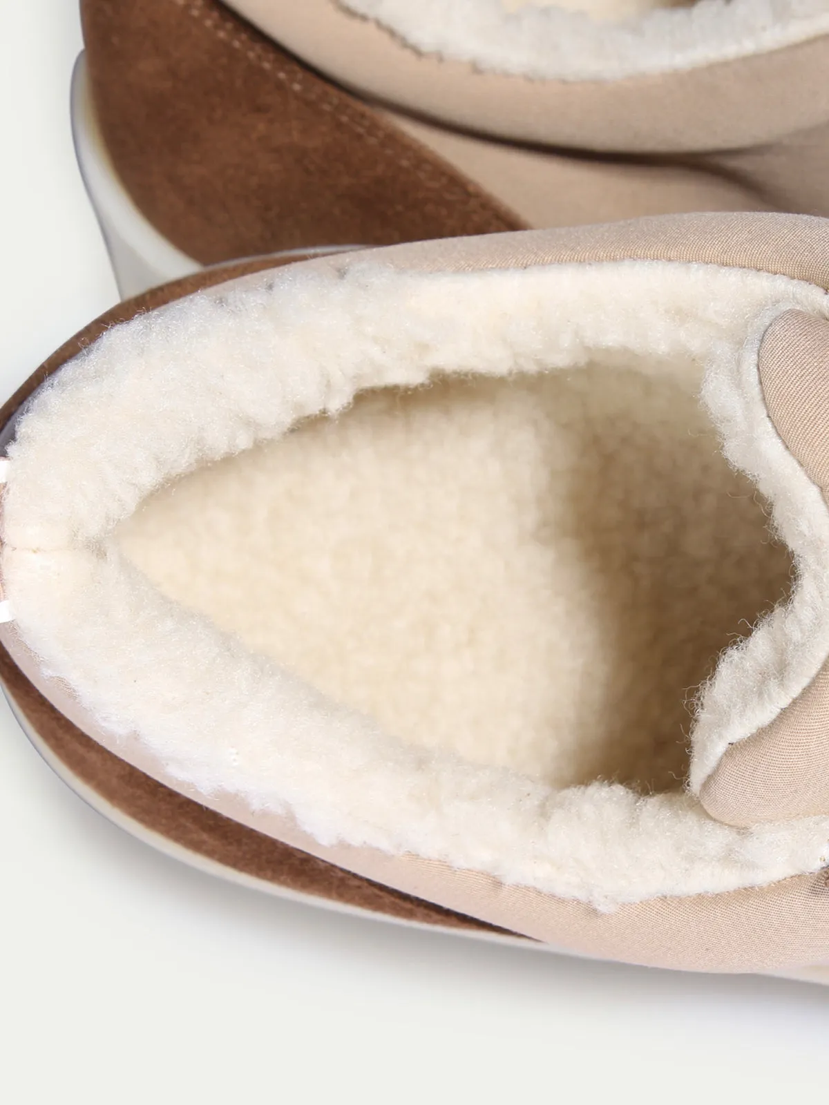 Tan Suede and Cream Suede Astrid Fleece Lined Lace Up Sneakers - AW24
