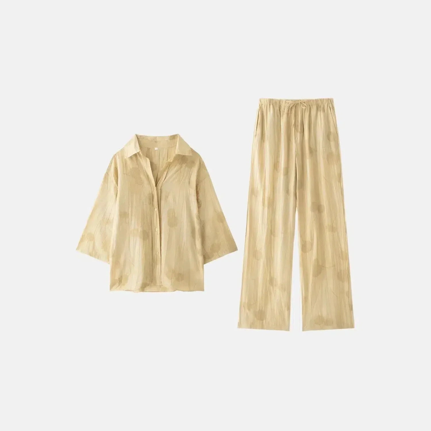 Tivara Boho Set – Olive green – Wide-leg high-waisted pants