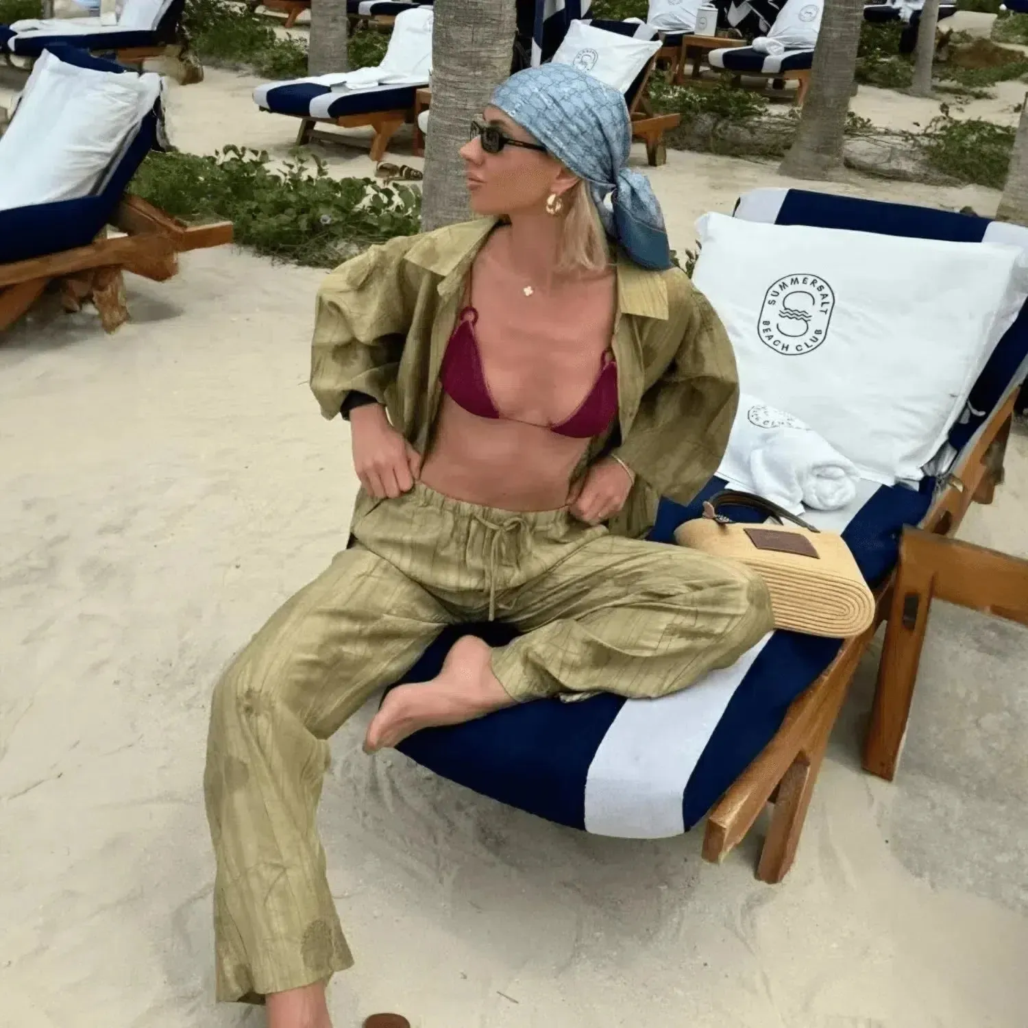 Tivara Boho Set – Olive green – Wide-leg high-waisted pants