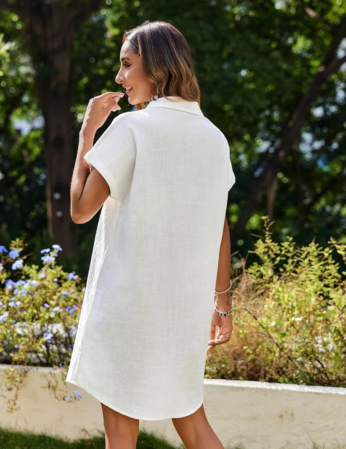 Zeagoo Womens Button Down Shirt Dress Cotton Linen Dress